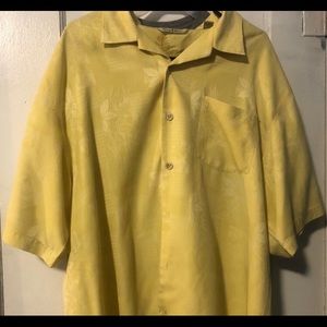 Yellow leaf print Tommy Bahama Hawaiian Shirt